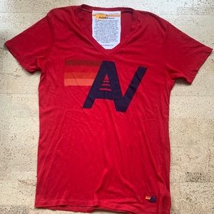 Aviator Nation logo V-neck tee red